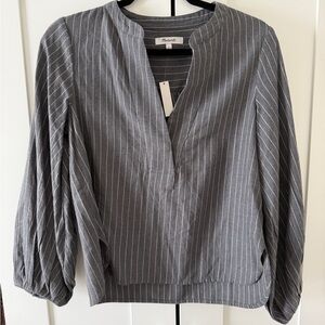 Madewell Gray Striped Blouse